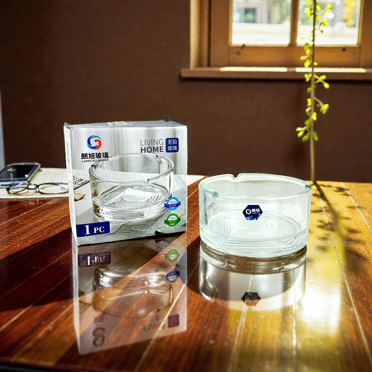 Clear Glass Ashtray – Heat-Resistant Modern Ashtray for Home & Office capacity 500ml