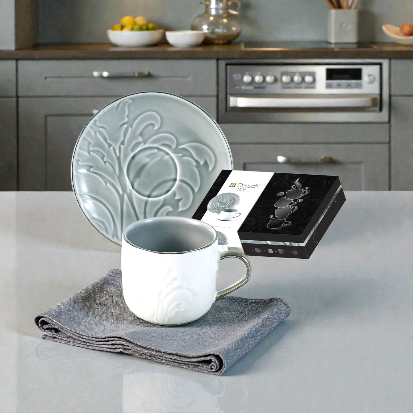 Dorsch Luxury Porcelain Cup & Saucer Set – Elegant Coffee & Tea Cup with Gold Handle