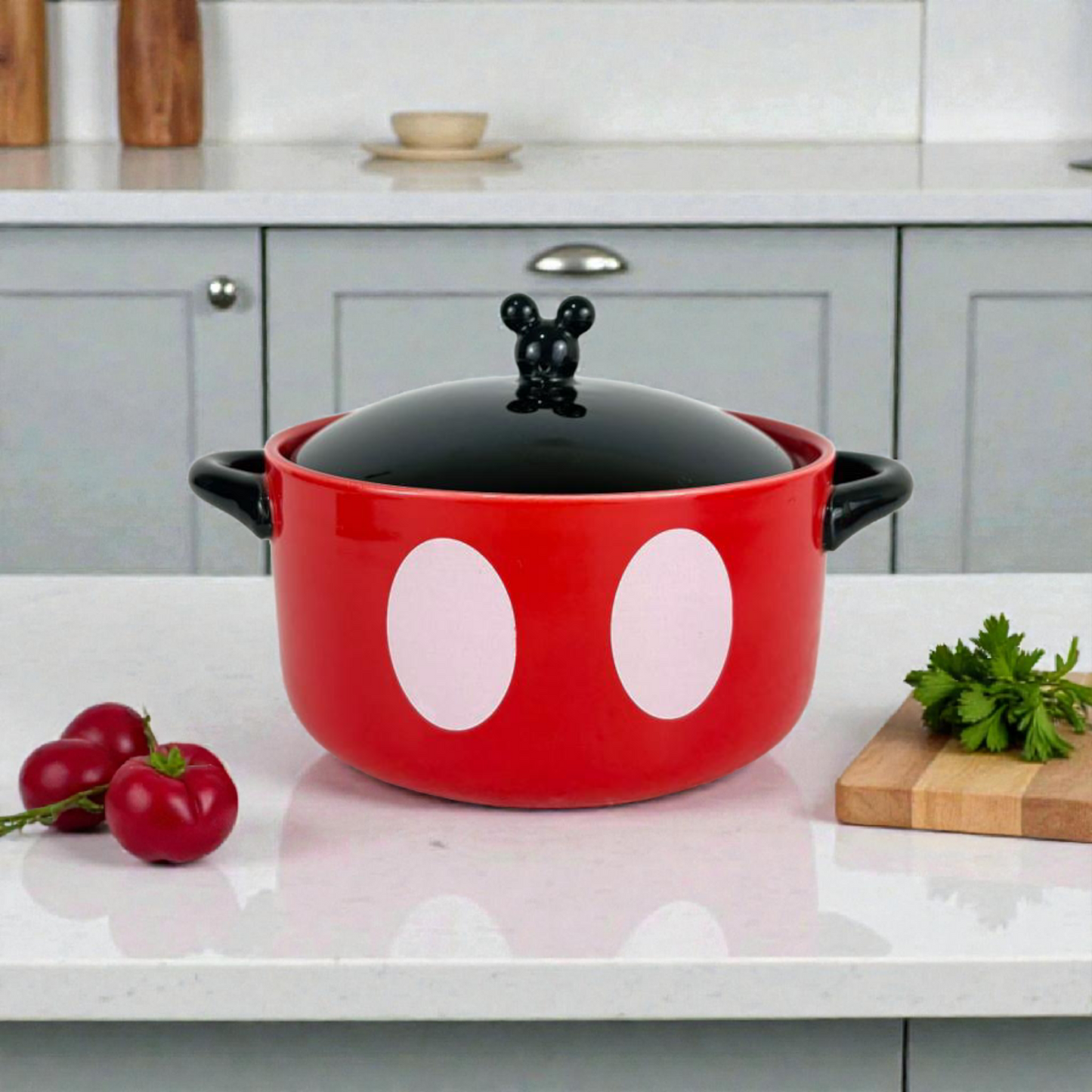 Cartoon-Inspired Enamel Cooking Pot with Lid – Cute Red Soup & Stew Casserole