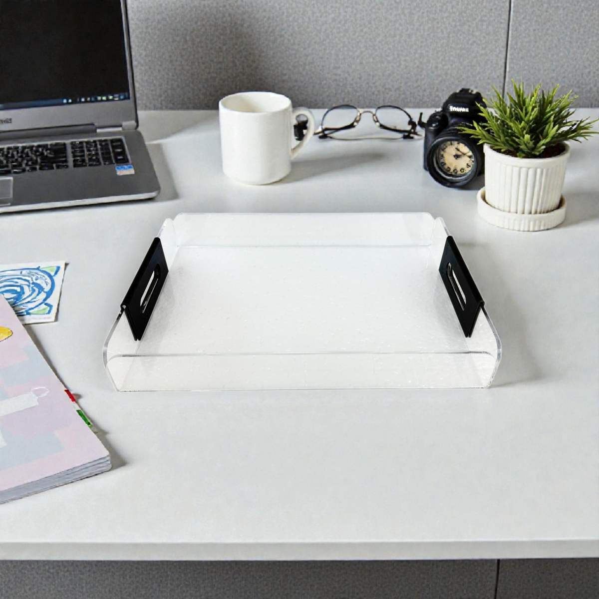 Transparent Acrylic Serving Tray with Handles – Modern Multipurpose Tray