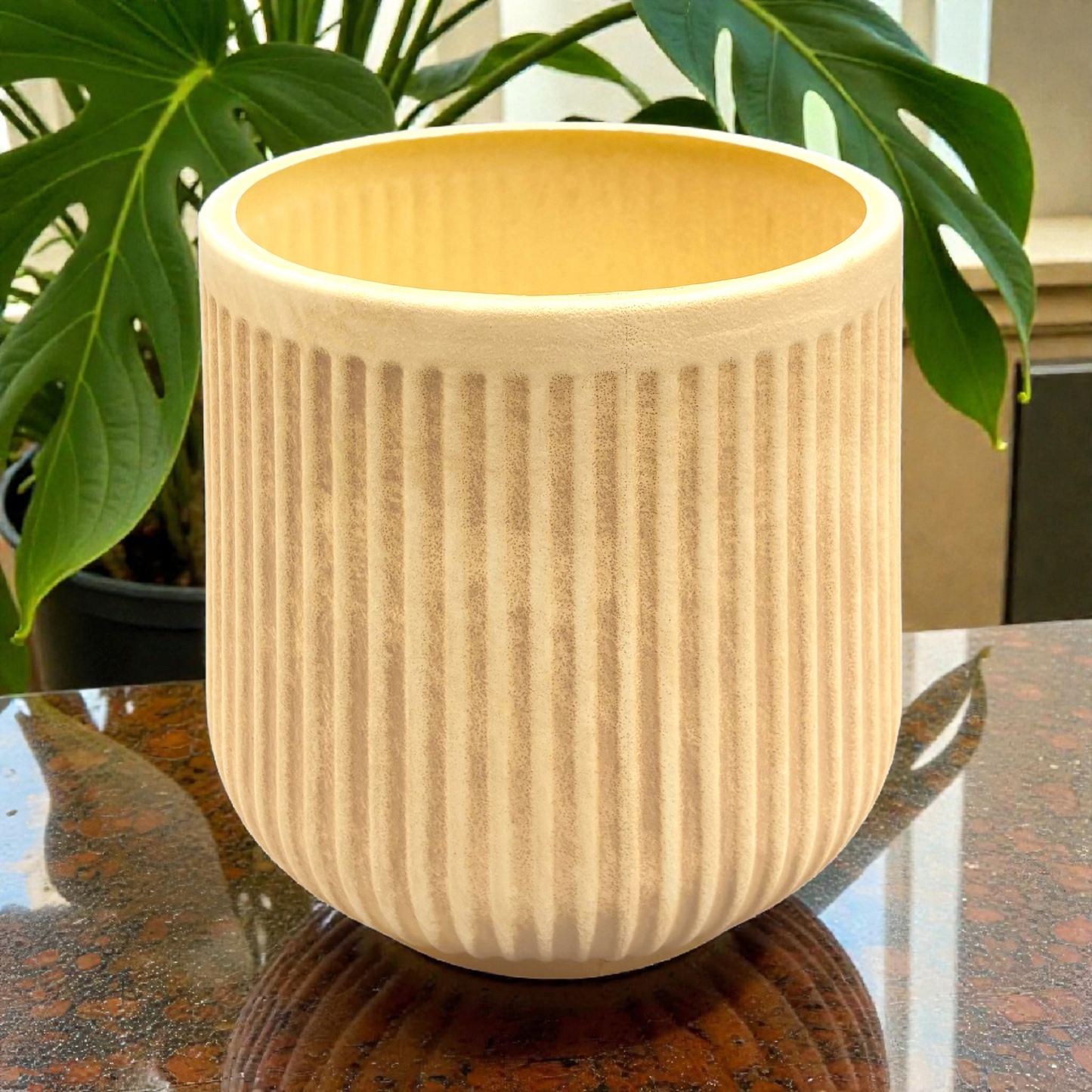 Beige Patterned plant Holder – Decorative Modern Home Accent