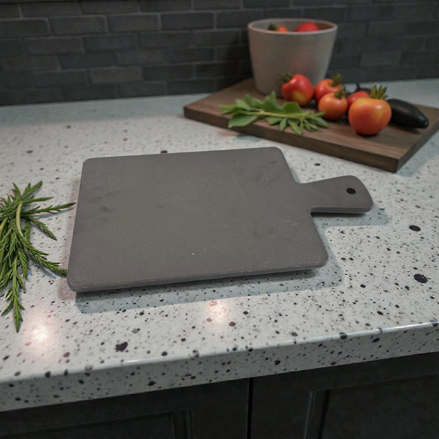 Dark Grey Cutting Board with Handle – Modern Minimal Kitchen Board