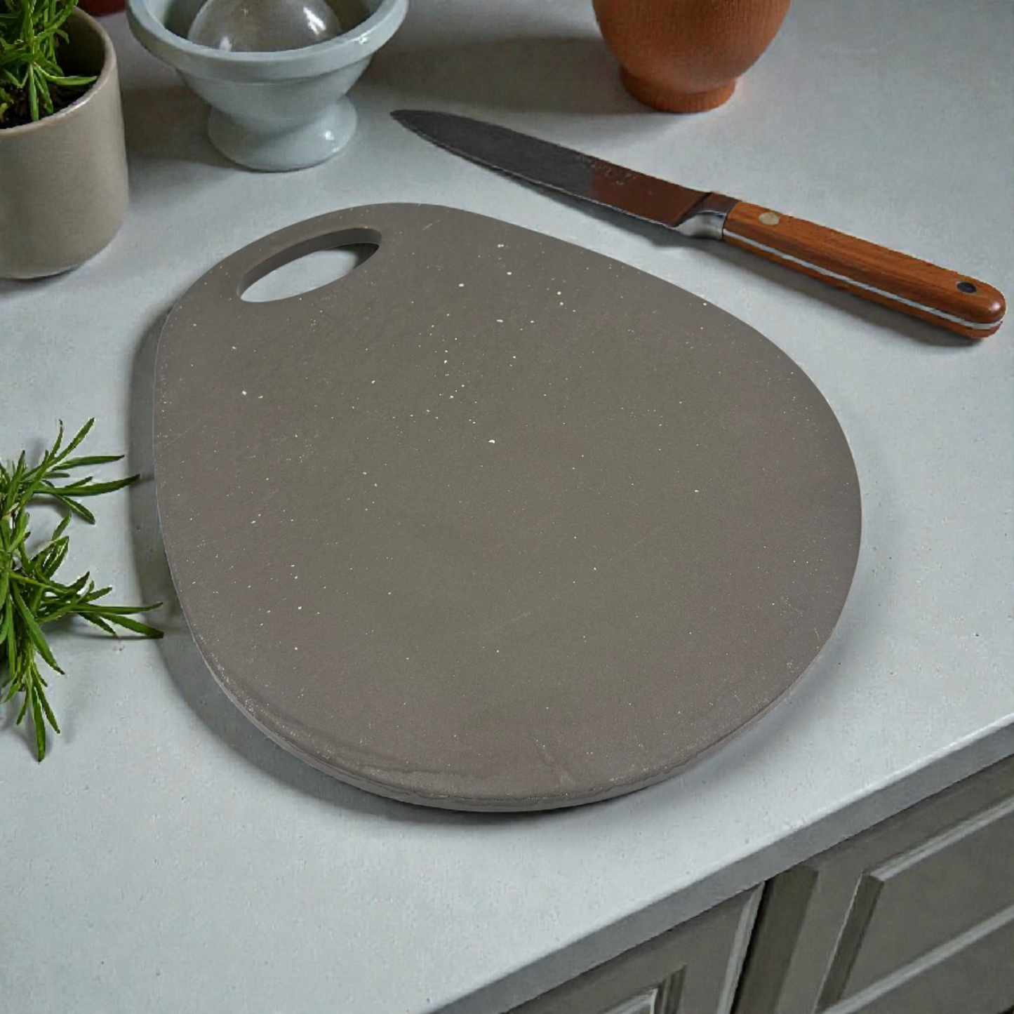 Dark Grey Cutting Board with Handle – Modern Minimal Kitchen Board