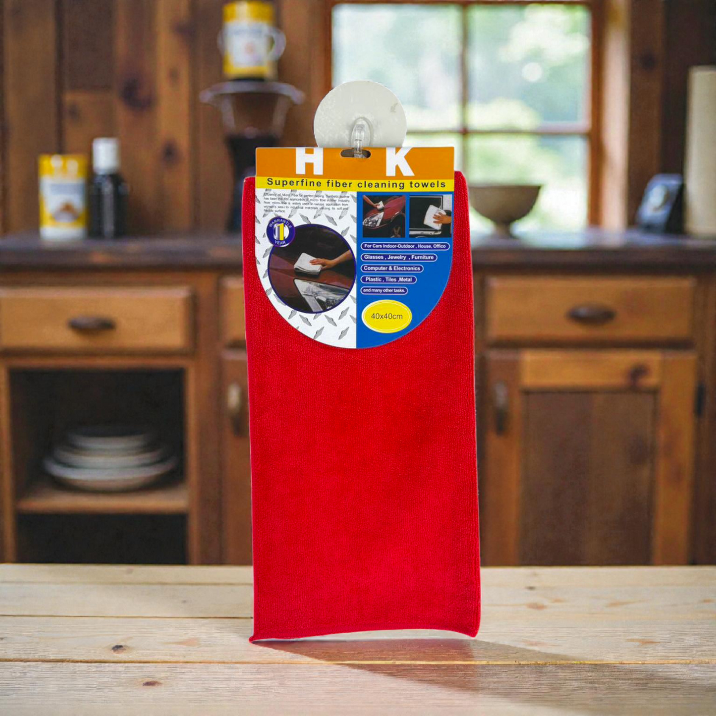 Superfine Red Microfiber Cleaning Towel – 40×40 cm – Multi-Purpose Soft Cloth