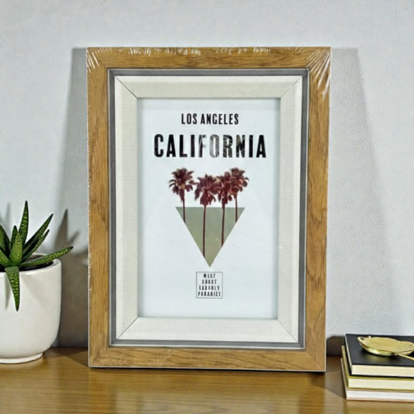 California Inspirational Wooden Photo Frame with Quote Prints – Rustic Home Décor Frame 5x7"