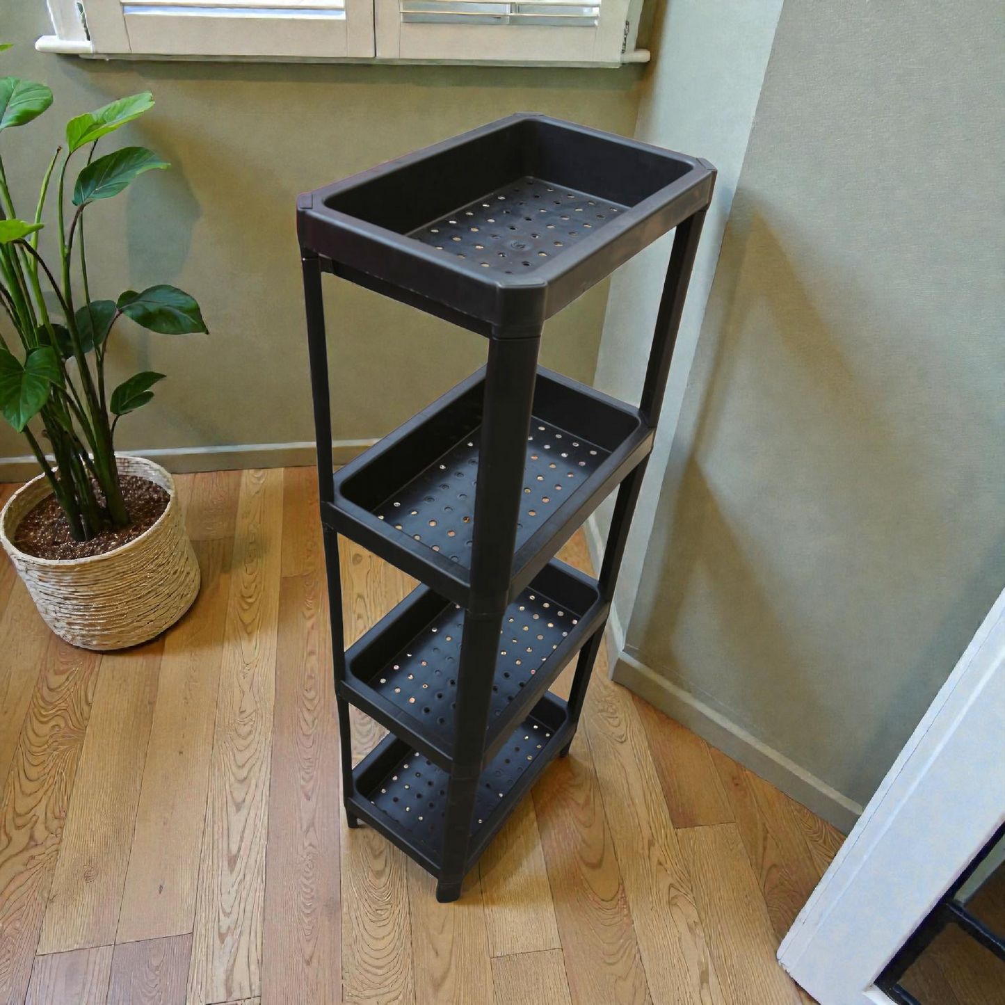 Plastic storage self organizer 4 tier made for durability for different home spaces
