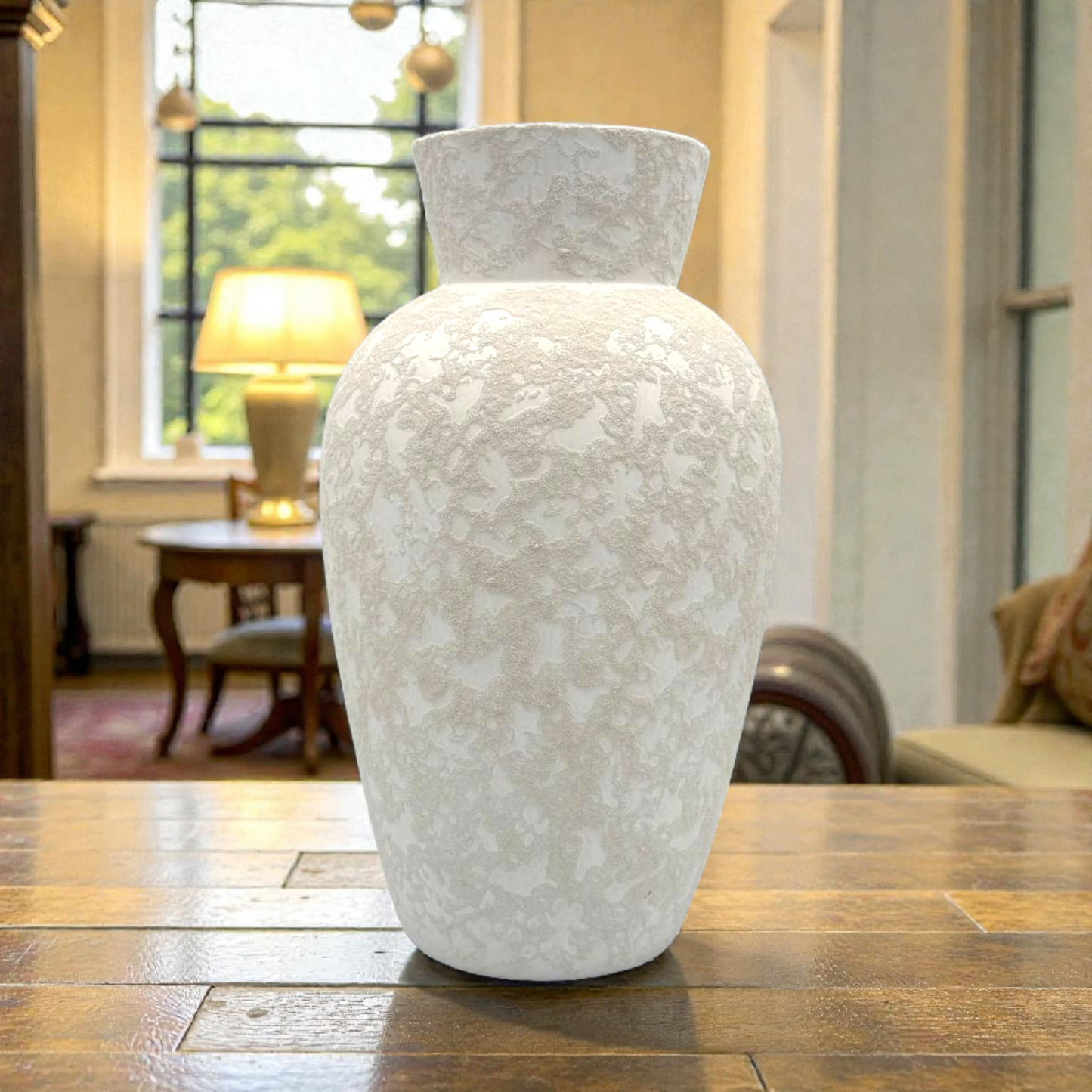 Textured Off-White Ceramic Vase – Modern Sculptural Home Décor