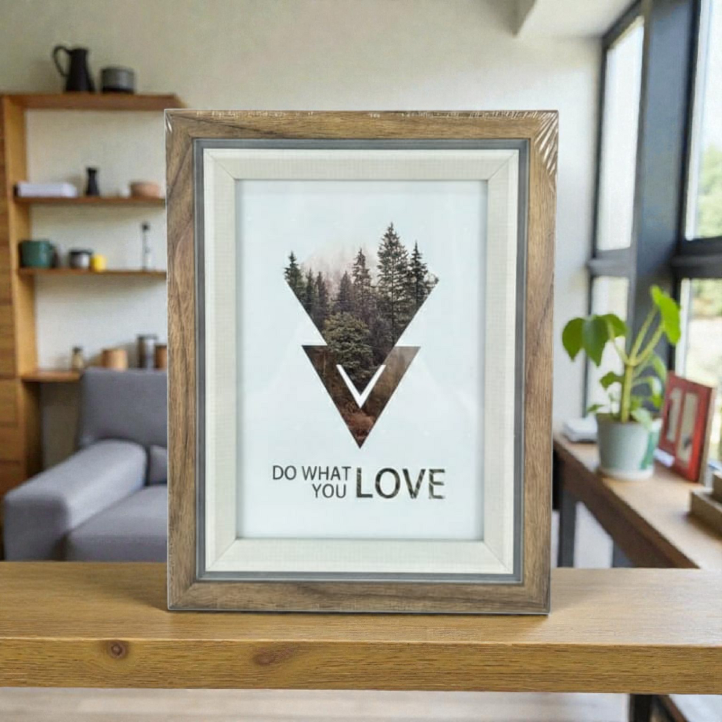 Inspirational Wooden Photo Frame with Quote Prints – Rustic Home Décor Frame 4x6"