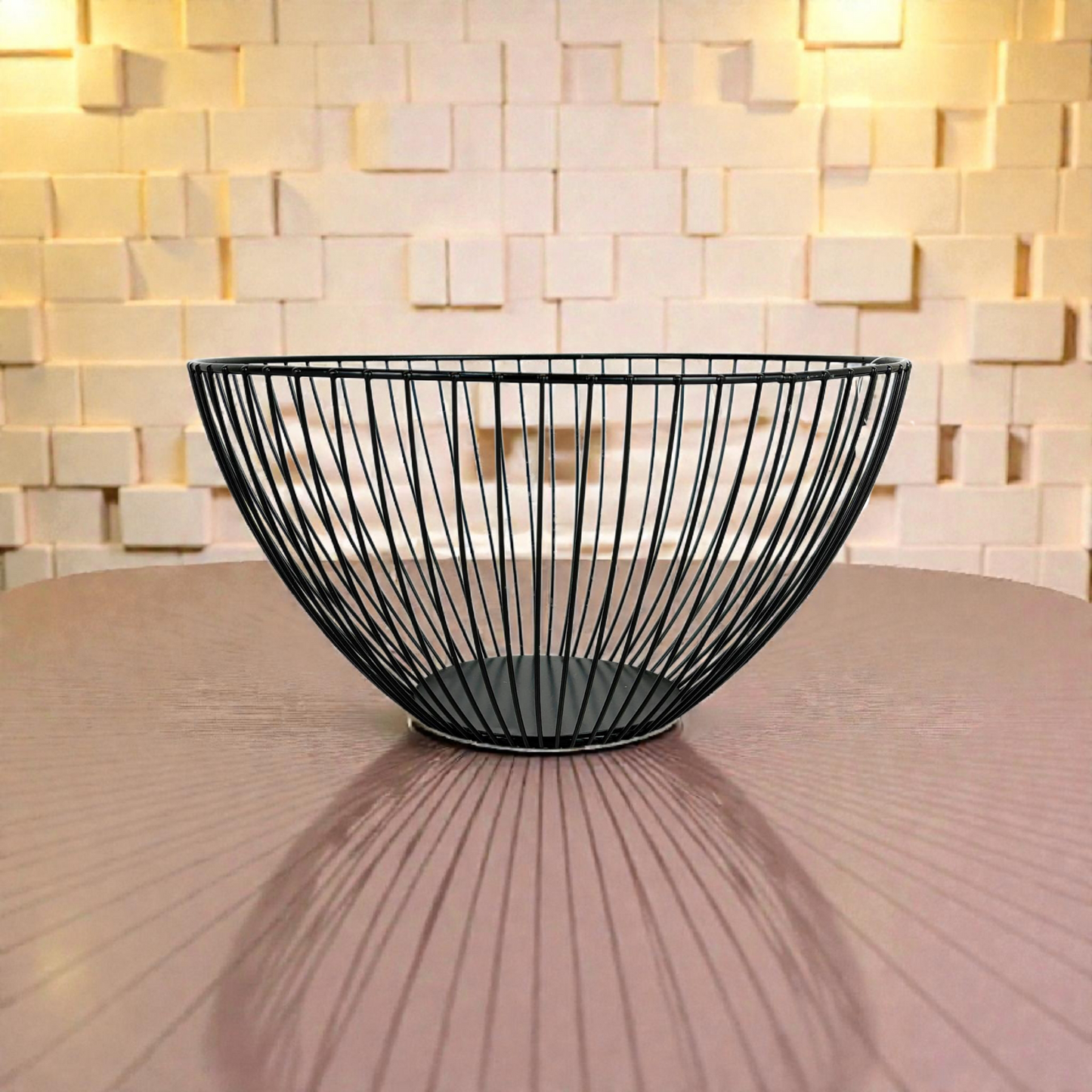 Modern Black Metal Wire Fruit Bowl – Decorative Kitchen & Dining Basket