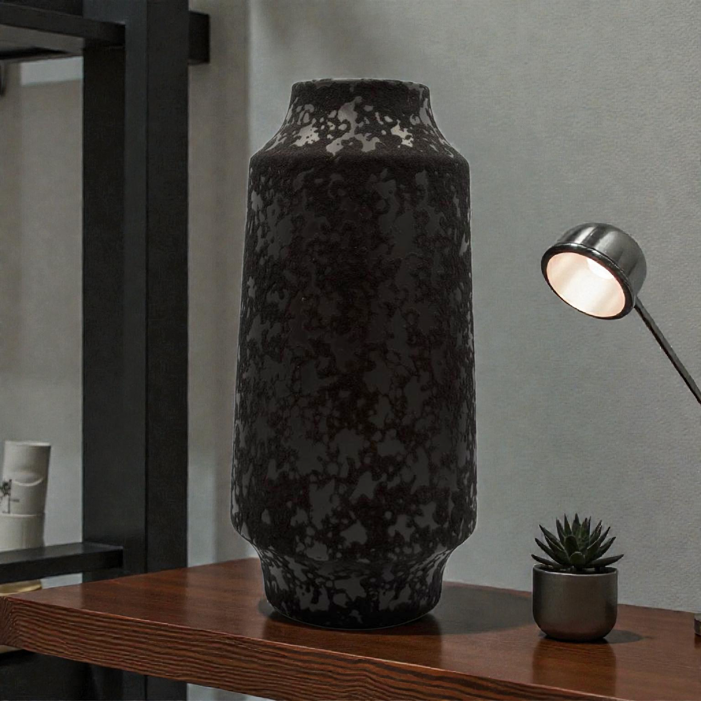 Textured Black Ceramic Vase & Jar Set – Modern Sculptural Home Décor