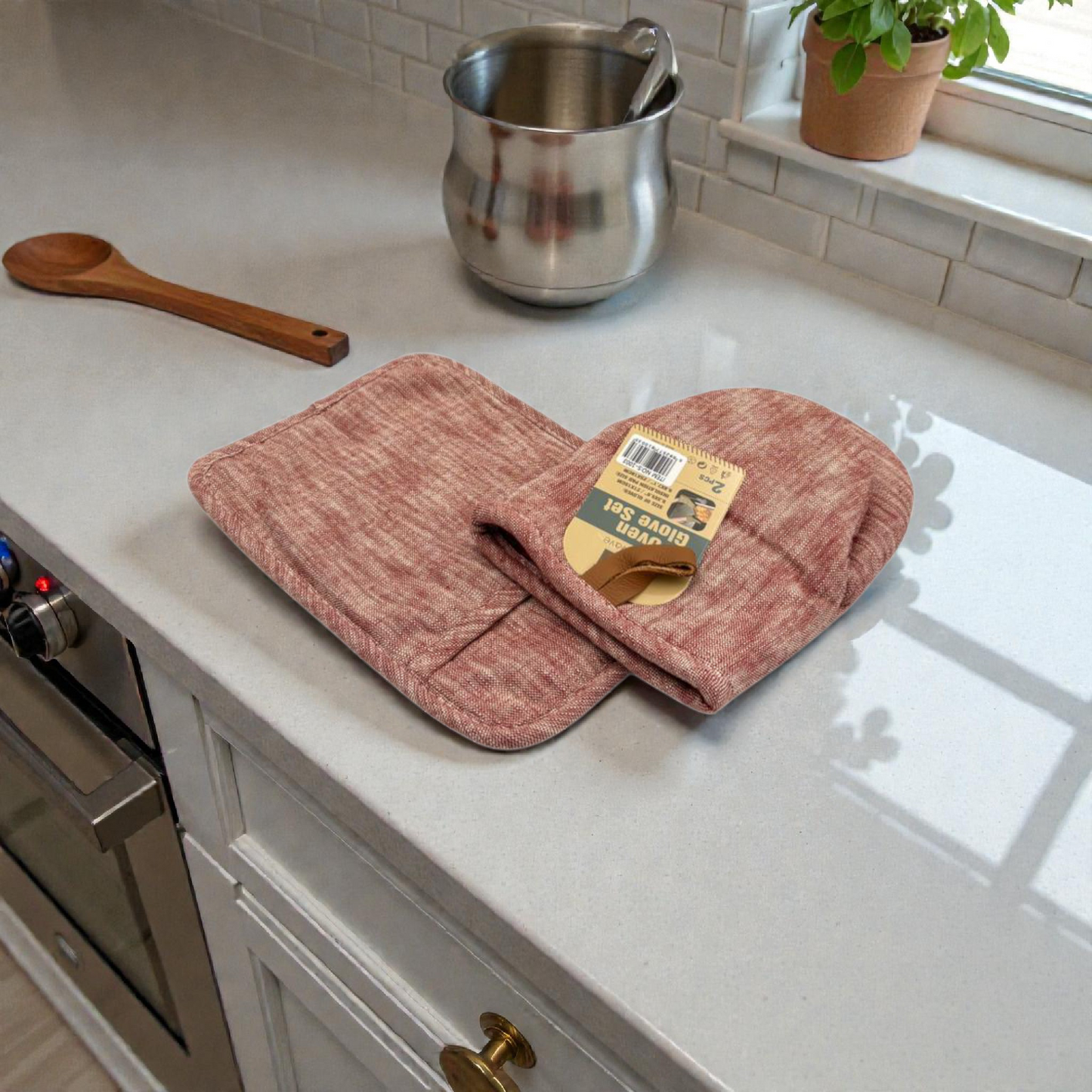 Glove2 Pcs Heat Resistant Oven Gloves Set – Quilted Cotton Kitchen Baking Mitts