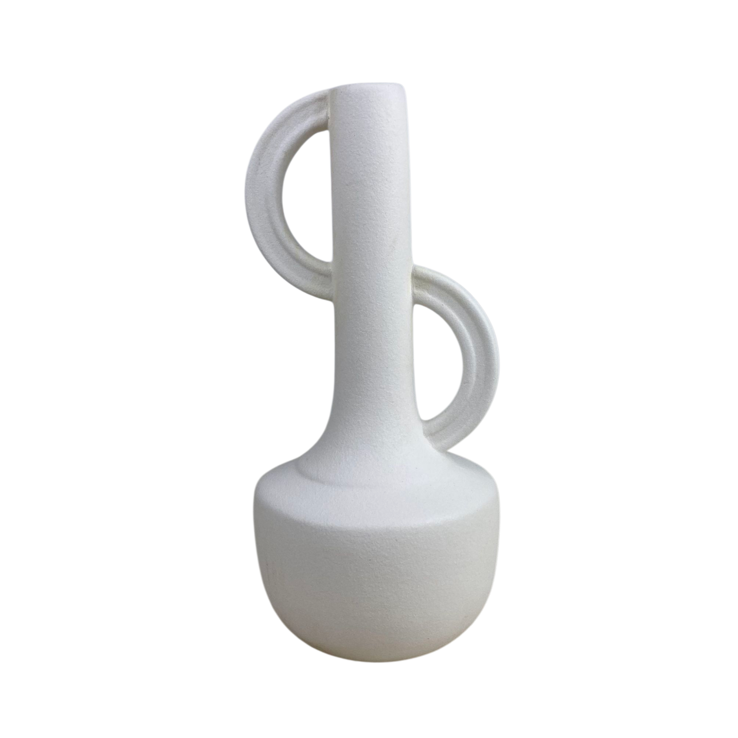 White Ceramic Vase with Double Handle – Modern Minimalist Décor