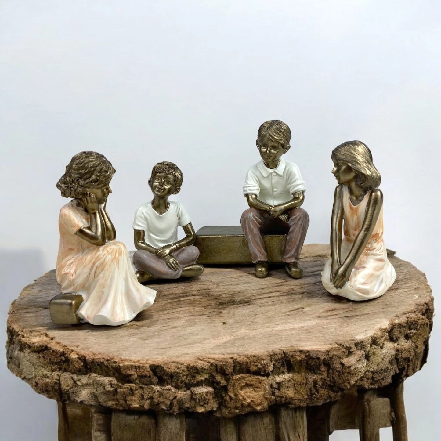 Bronze Finish Figurines – Children Sitting