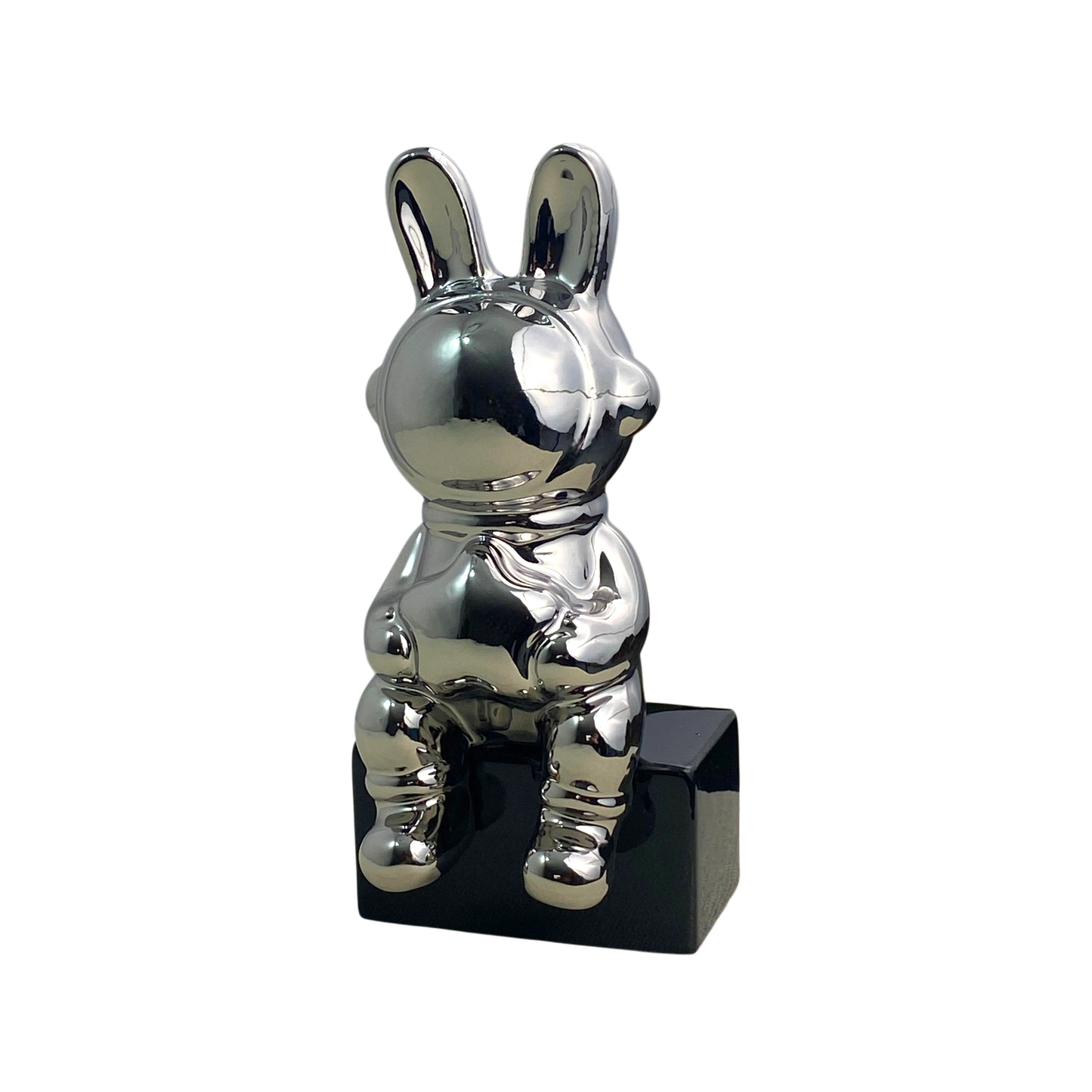 Silver Astronaut Bunny Figurine
