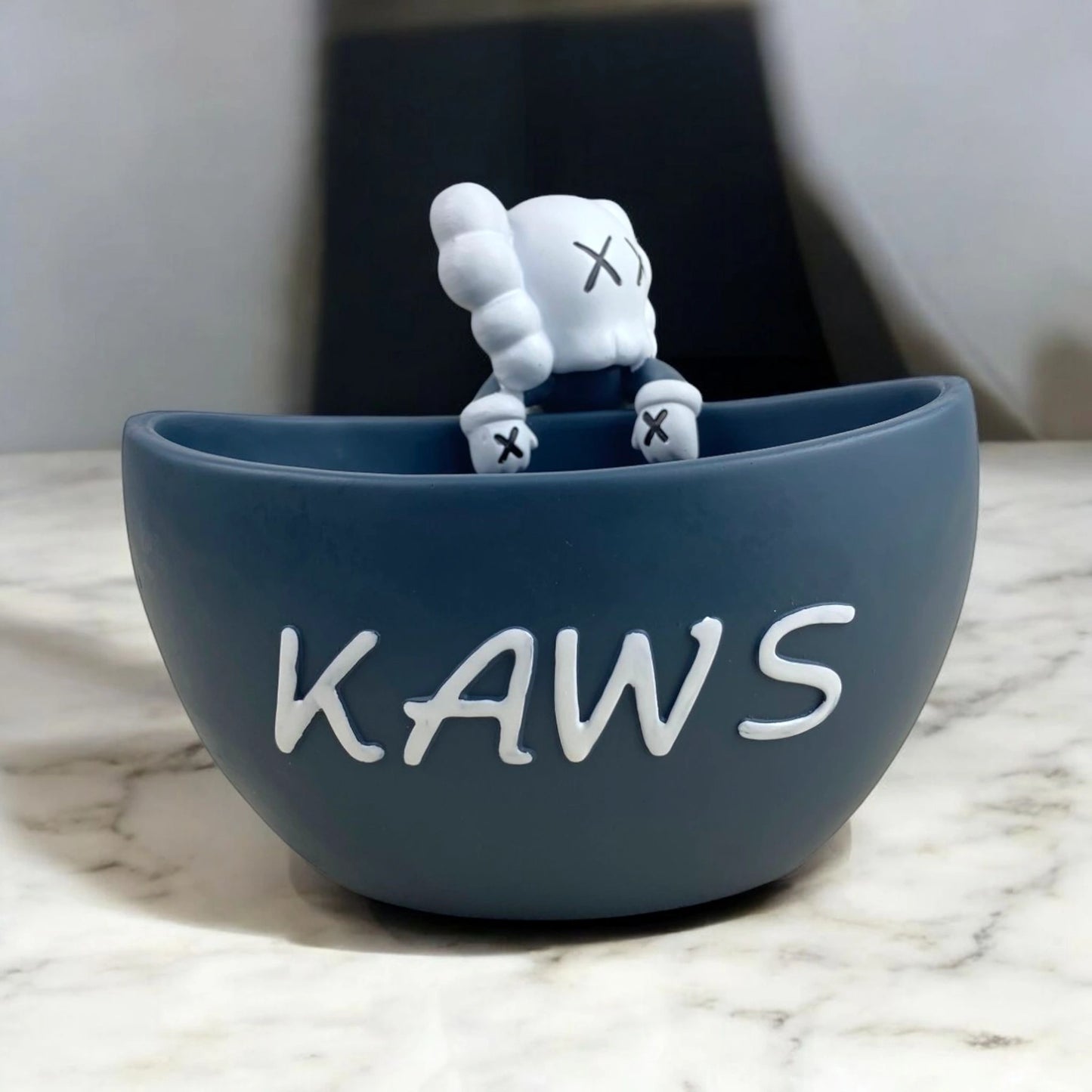 KAWS-Inspired Decorative Bowl with Figurine