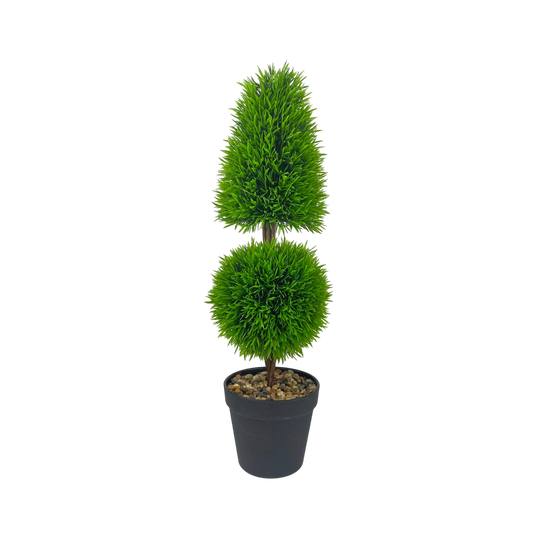 Artificial Double Ball Topiary Tree in Pot – Faux Greenery Décor