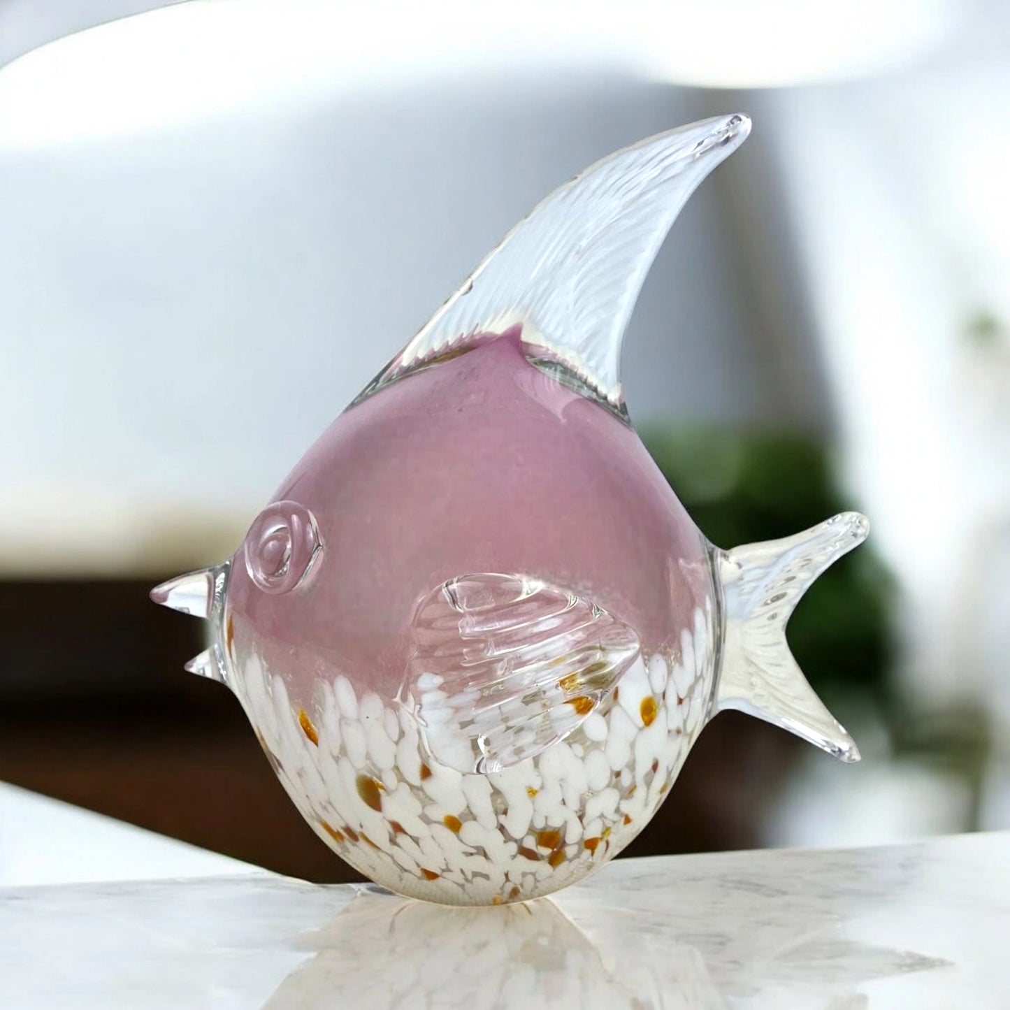 Hand-Blown Glass Fish Figurine – Decorative Art Glass Home Accent