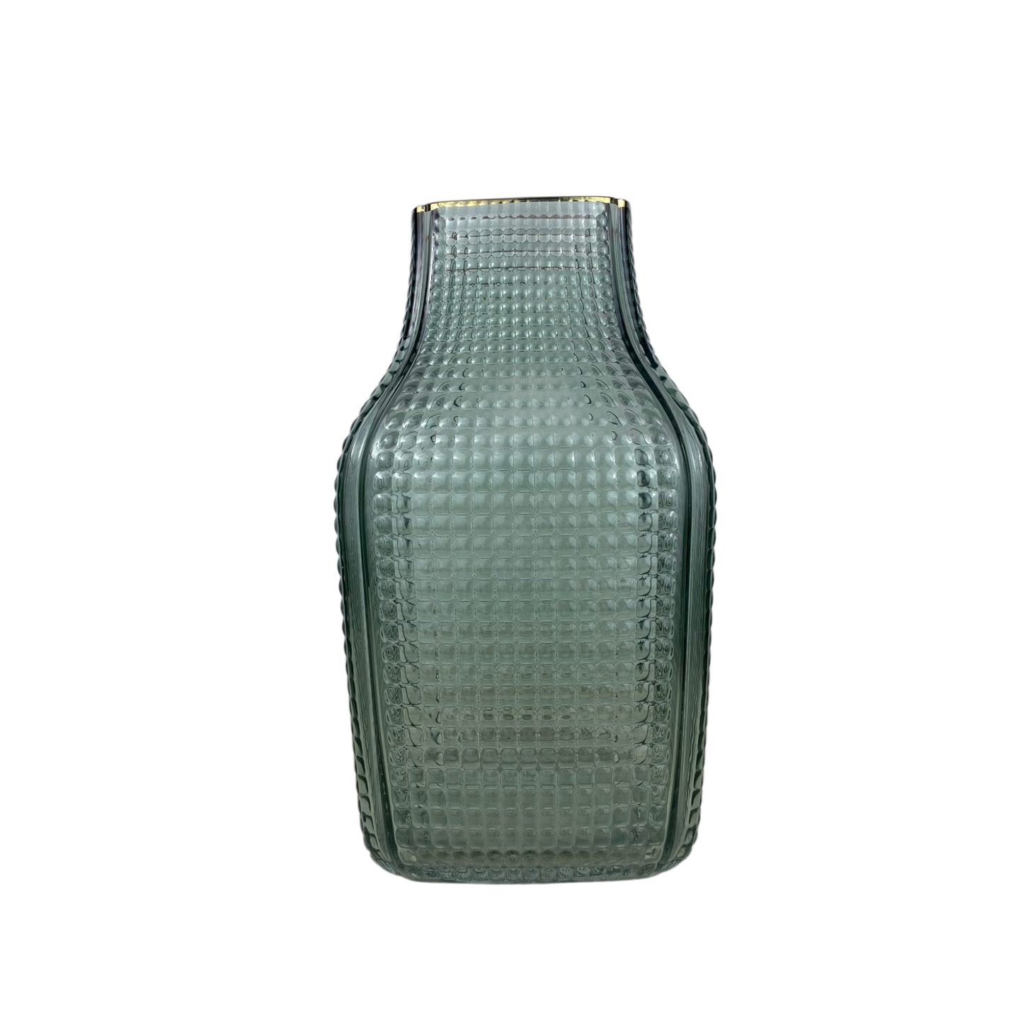 Textured Glass Vase – Modern Square Design Decorative Piece