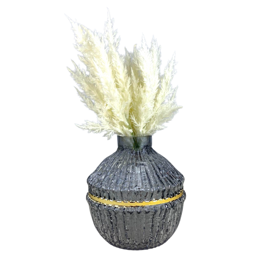 Textured Glass Vase with Gold Accent