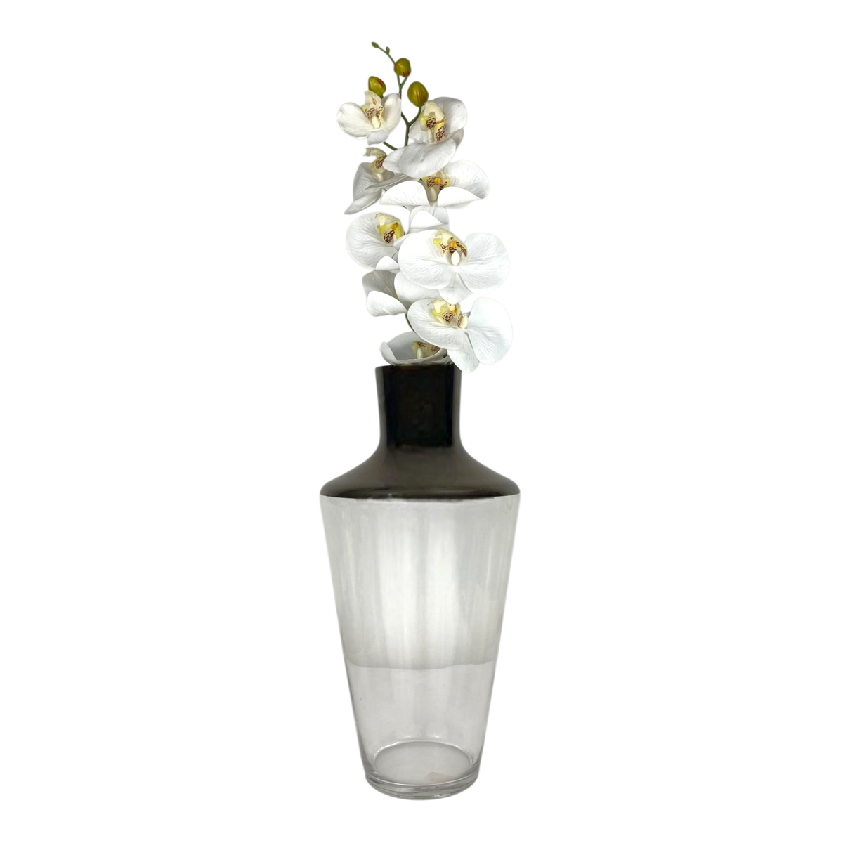 Smoky Grey Glass Vase – Modern Tapered Decorative Piece