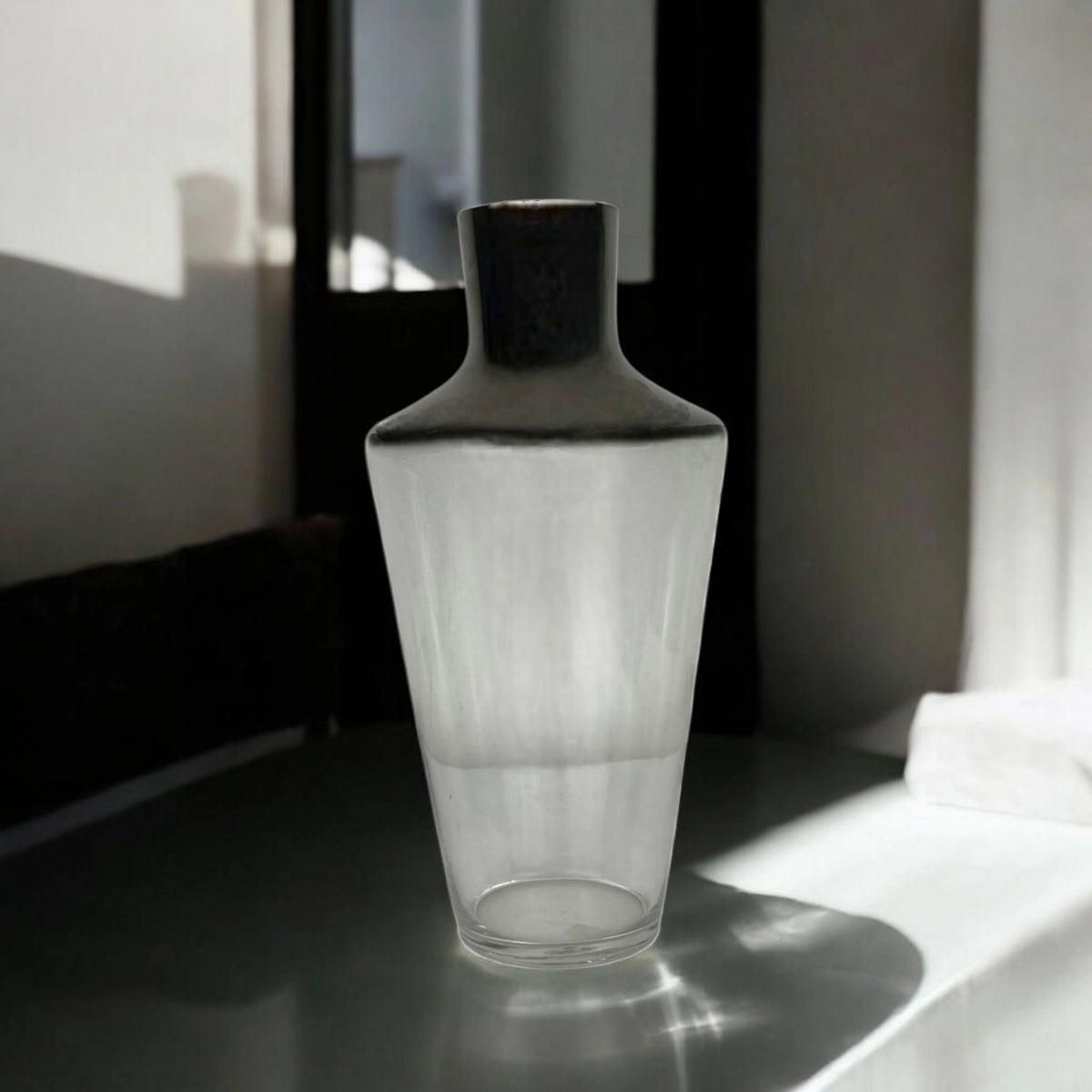 Smoky Grey Glass Vase – Modern Tapered Decorative Piece