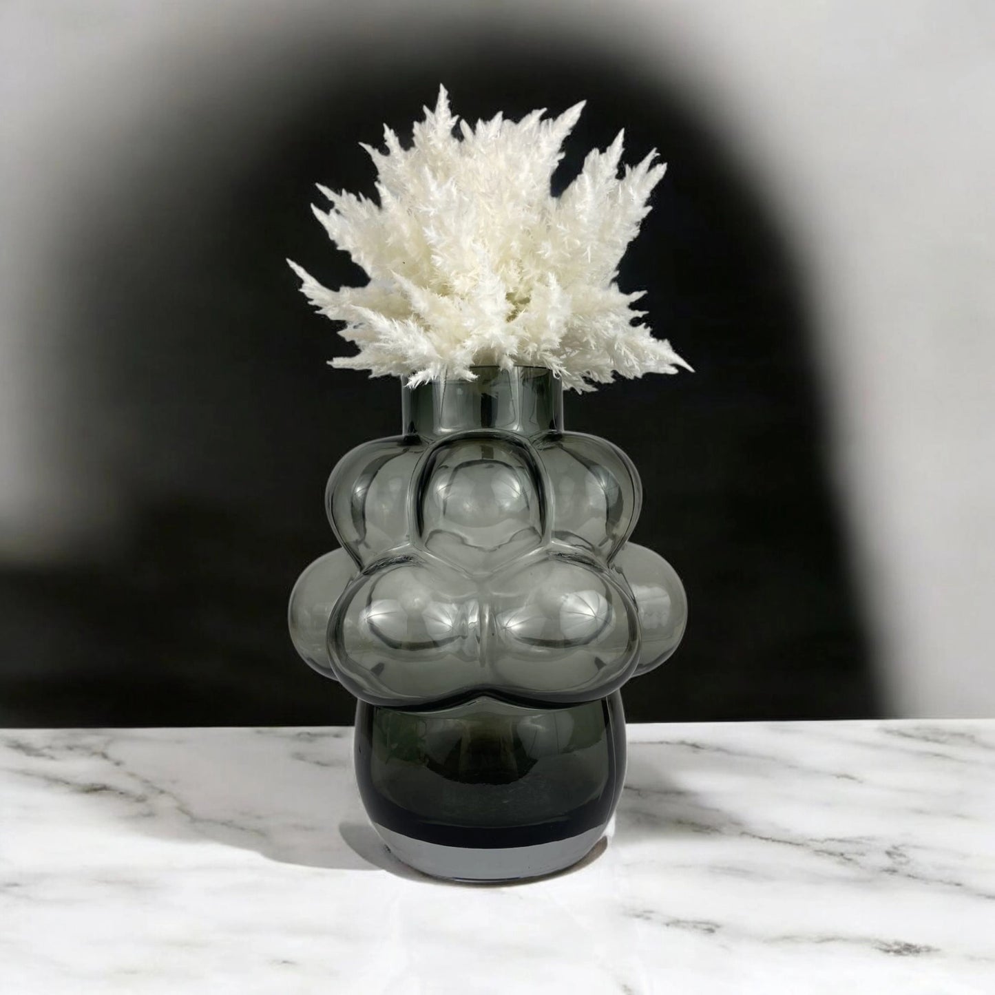 Smoky Bubble Glass Vase – Modern Decorative Centerpiece