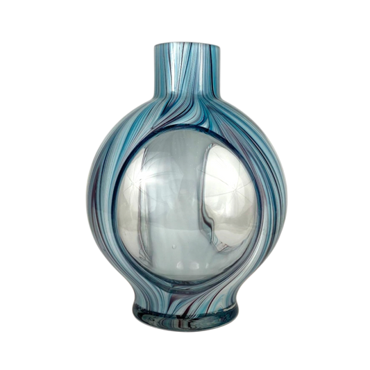 Round Swirl Glass Vase – Modern Blue Decorative Centerpiece