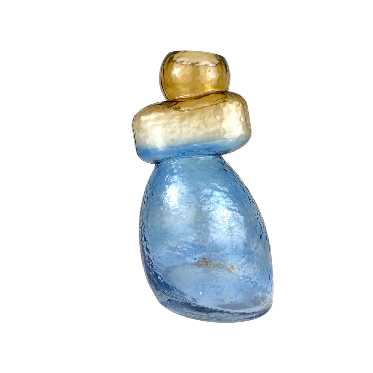 Artistic Blue & Gold Glass Vase – Modern Abstract Home Décor