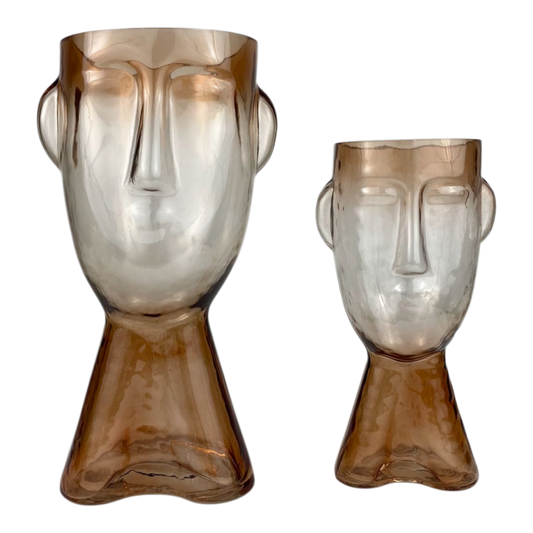 Face-Shaped Glass Vase Set – Modern Decorative Art Vases