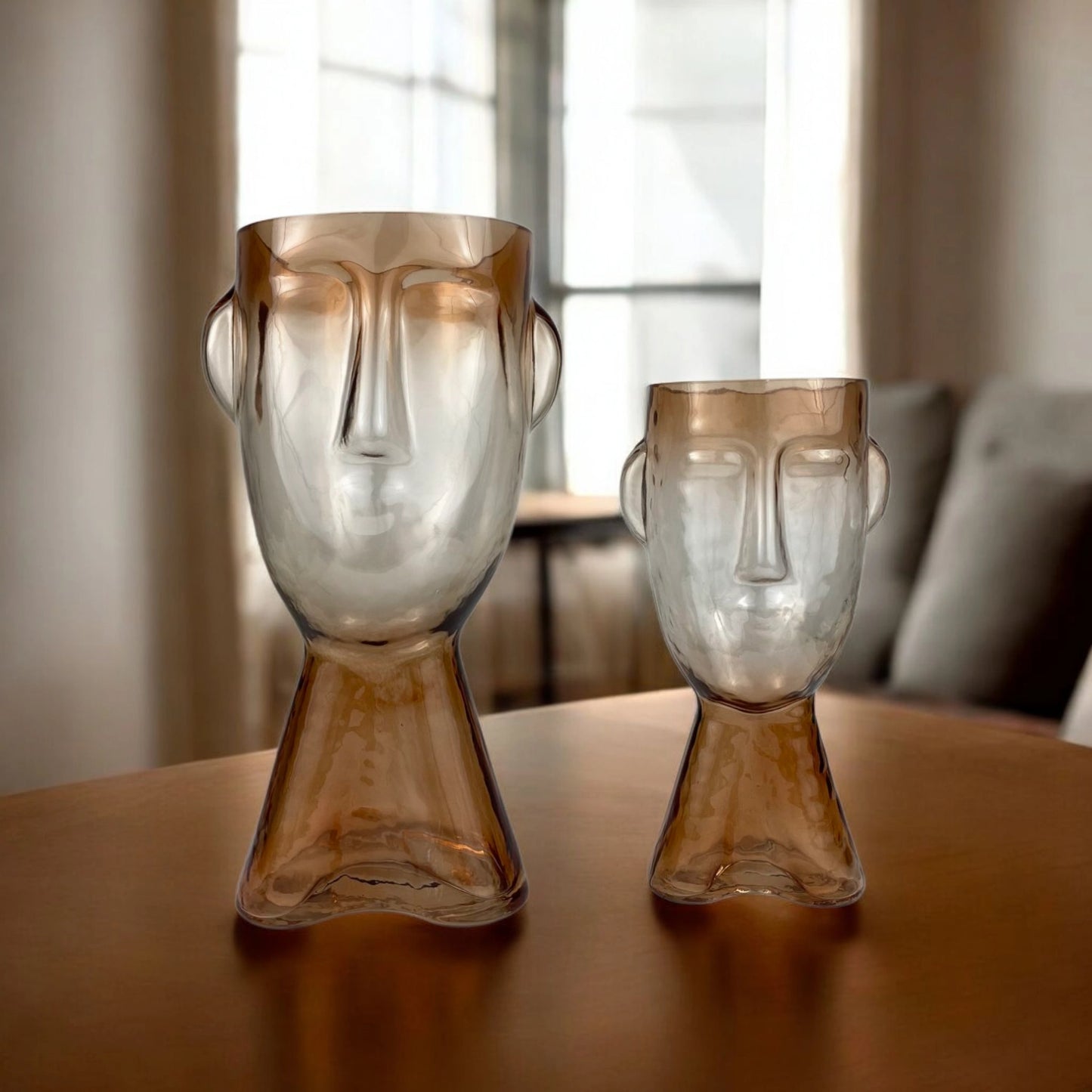 Face-Shaped Glass Vase Set – Modern Decorative Art Vases