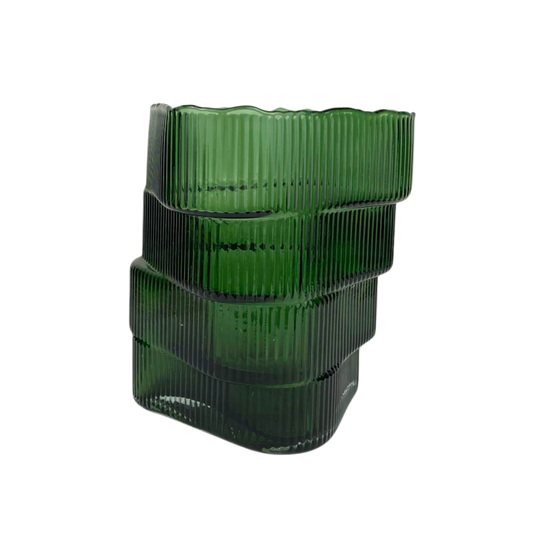 Twisted Green Glass Vase