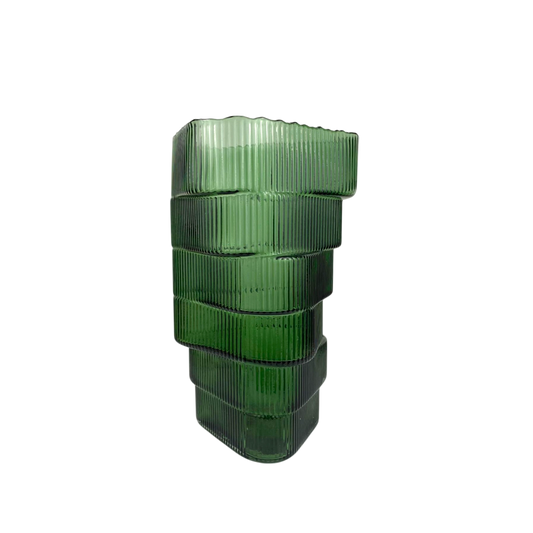 Twisted Green Glass Vase