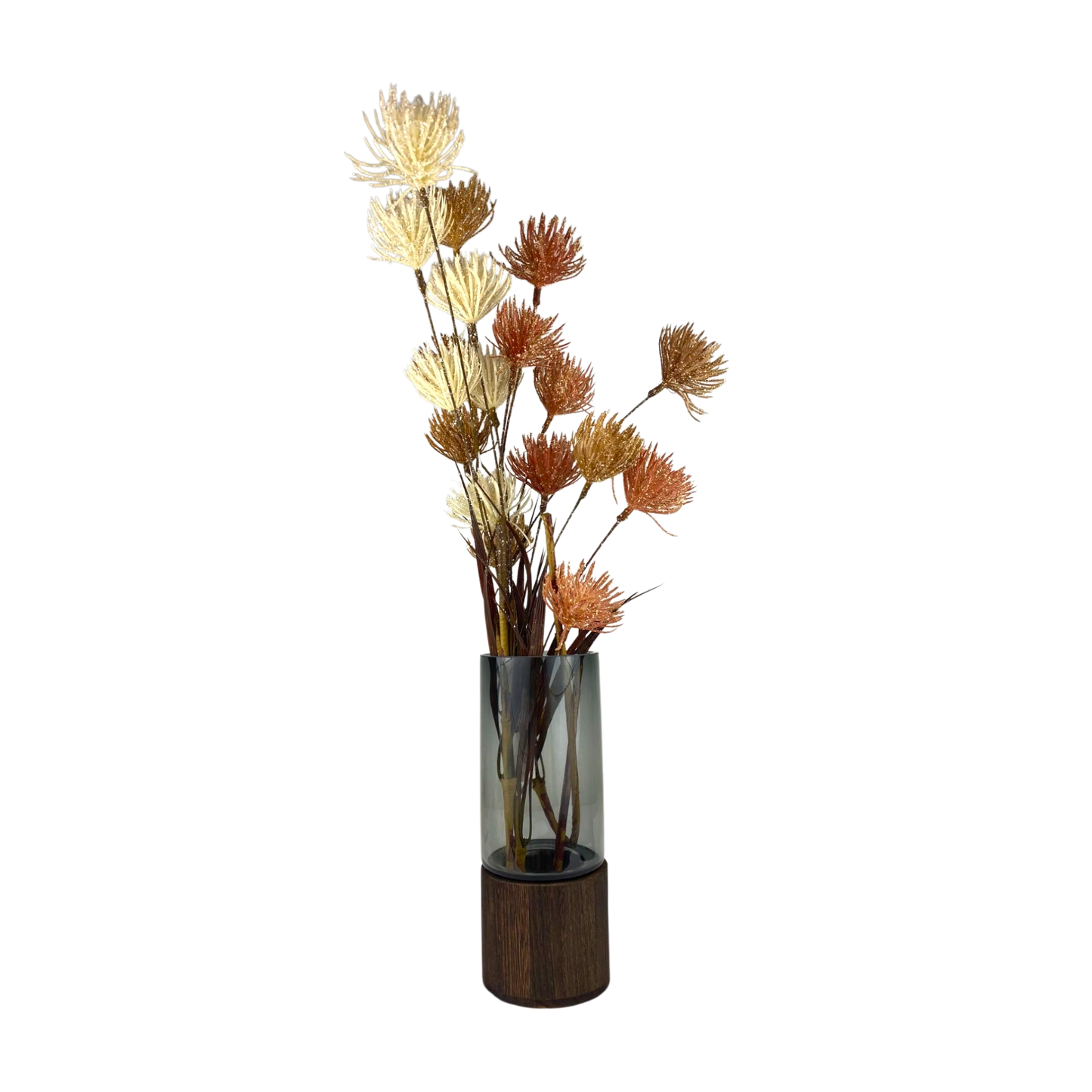 Modern Cylinder Vase with Wooden Base