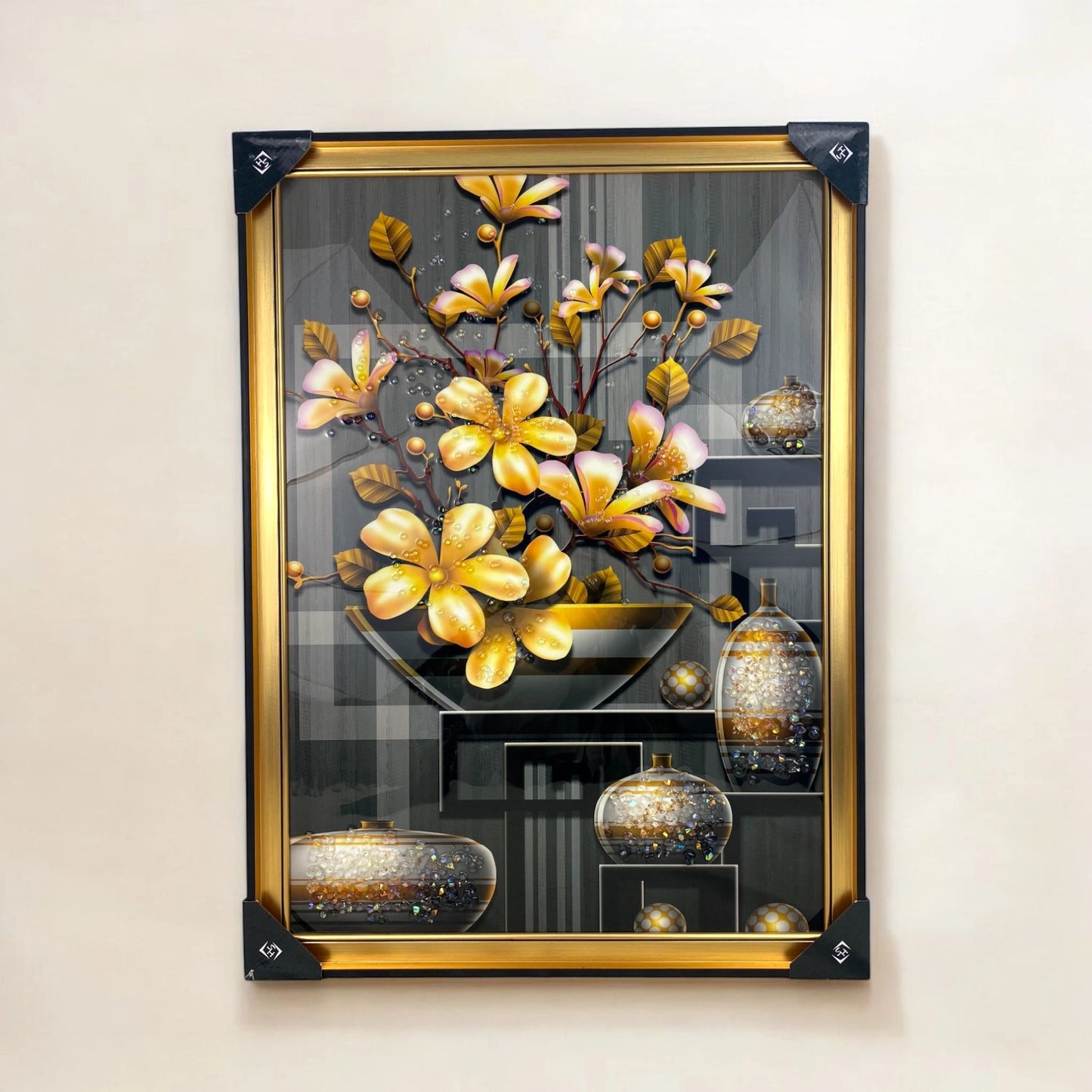 Golden Bloom Elegance Art Panel