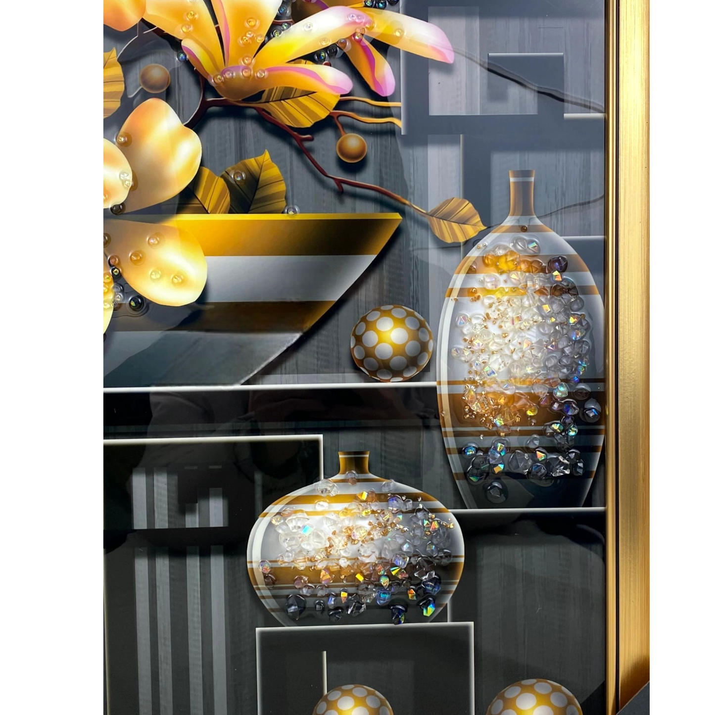 Golden Bloom Elegance Art Panel