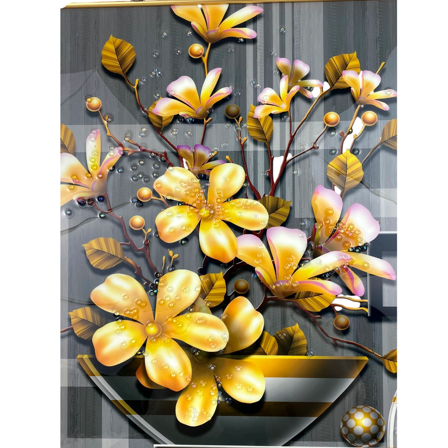 Golden Bloom Elegance Art Panel