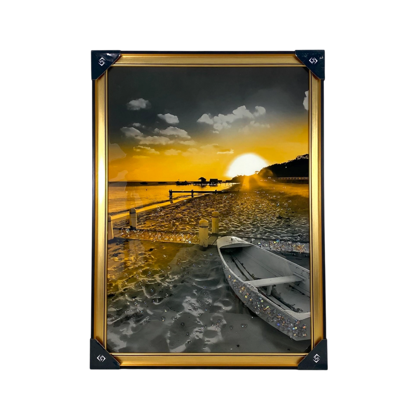 Golden Sunset Pier Art Panel
