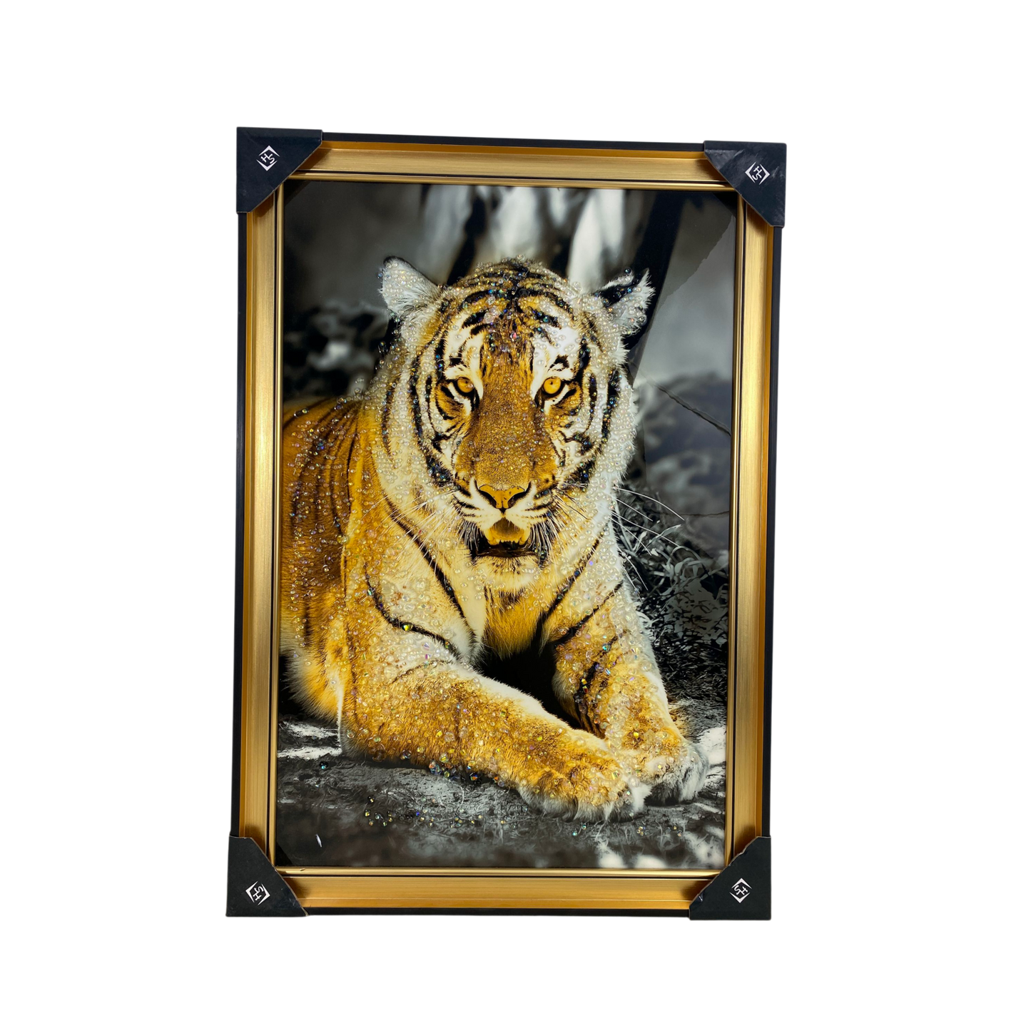 Tiger Wall Art – Majestic Wildlife Picture with Golden Frame