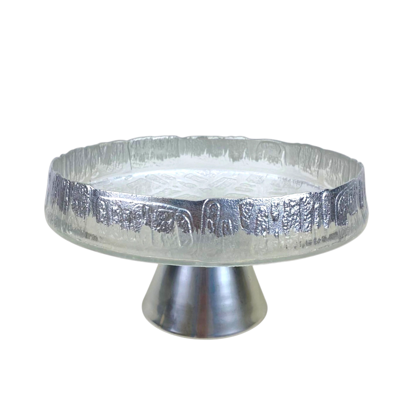 Silver Frosted Glass Pedestal Plate – Elegant Dessert & Cake Stand