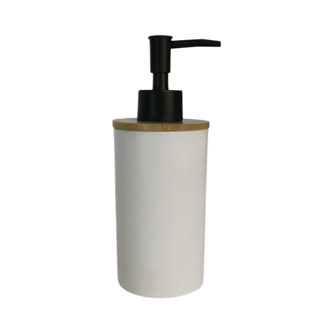 Plastic Liquid Soap Dispensers With Bamboo Cover - 4 Colors