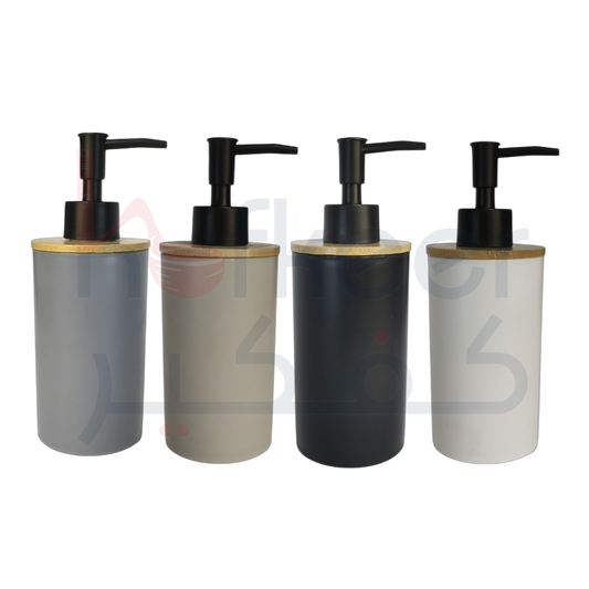 Plastic Liquid Soap Dispensers With Bamboo Cover - 4 Colors