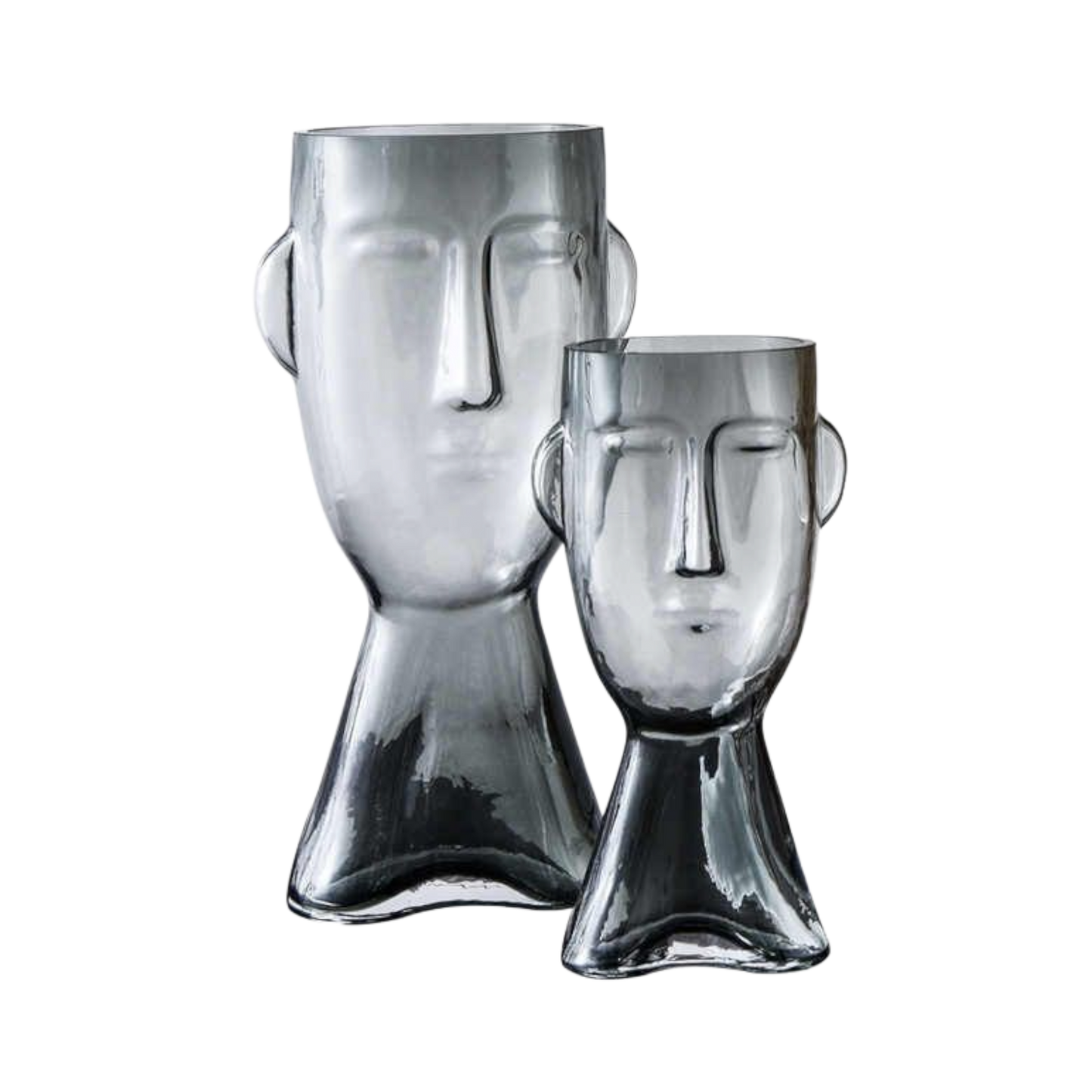 Clear Glass Face Vase Set – Modern Artistic Home Décor