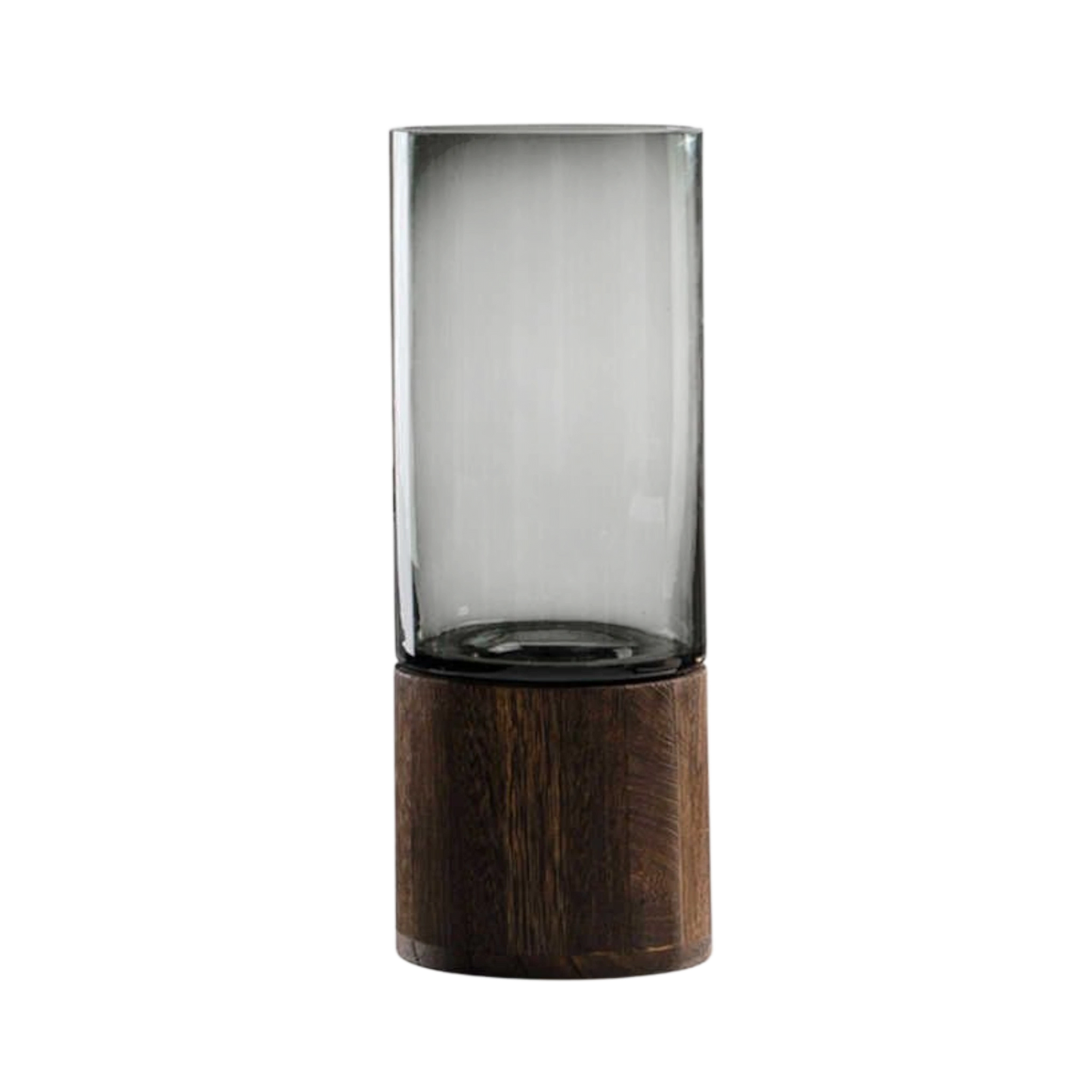 Modern Cylinder Vase with Wooden Base