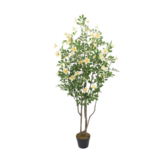 Artificial Flowering Tree – White Blossom Potted Décor