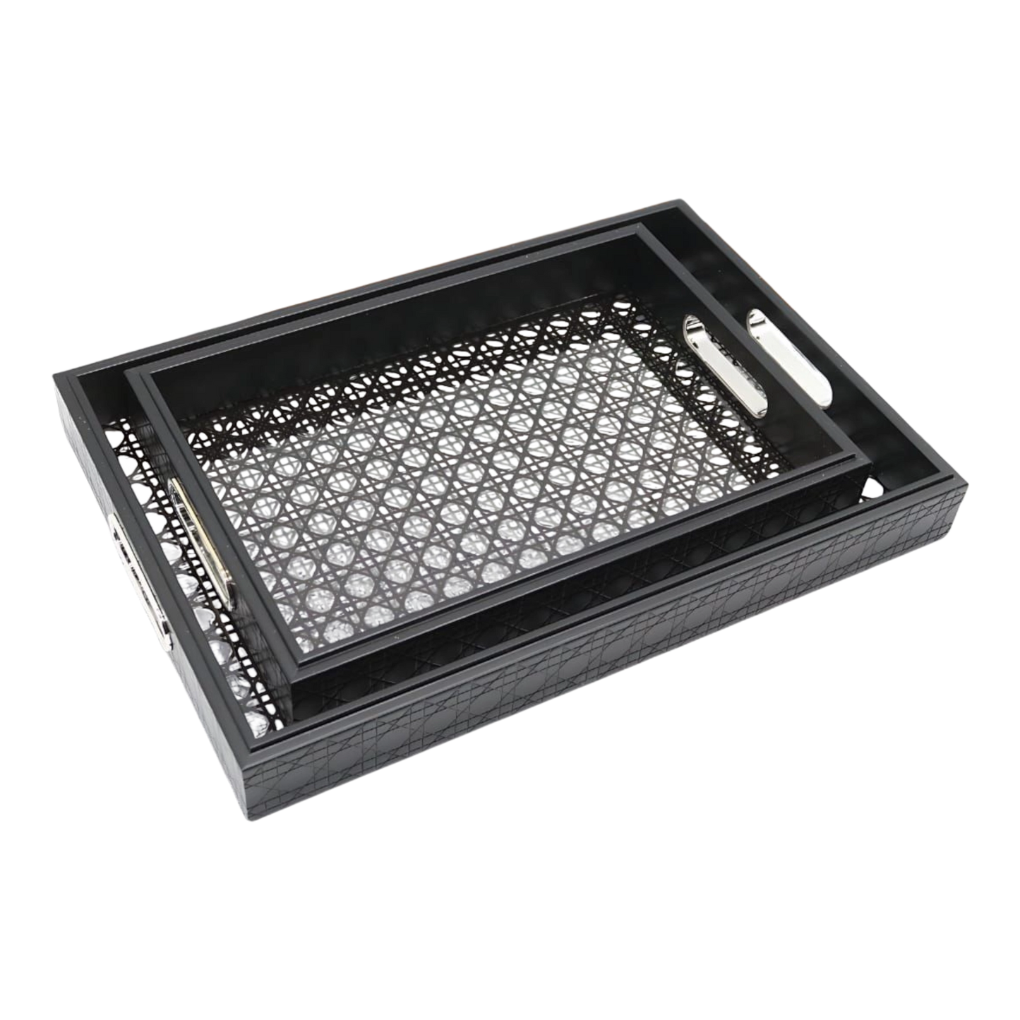 Grey Decorative Serving Tray Set – 2 Pieces
