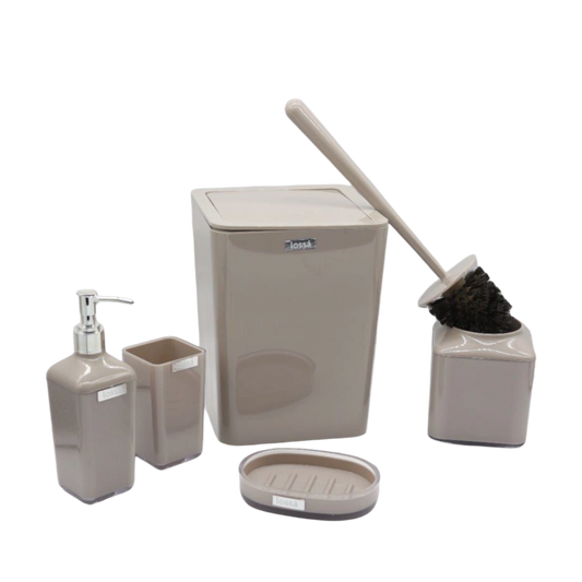 Name: 5-Piece Beige Bathroom Set – Glossy Finish
