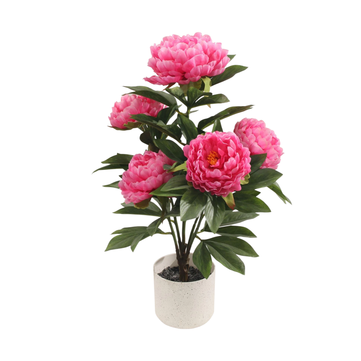 Artificial Pink Peony Plant in White Pot