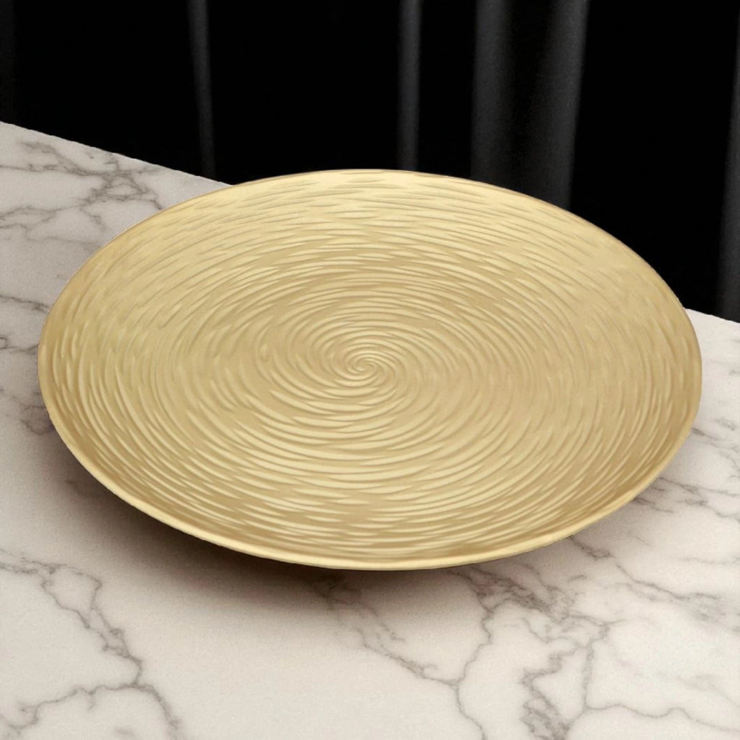 Spiral Design Decorative Plate – Gold Finish
