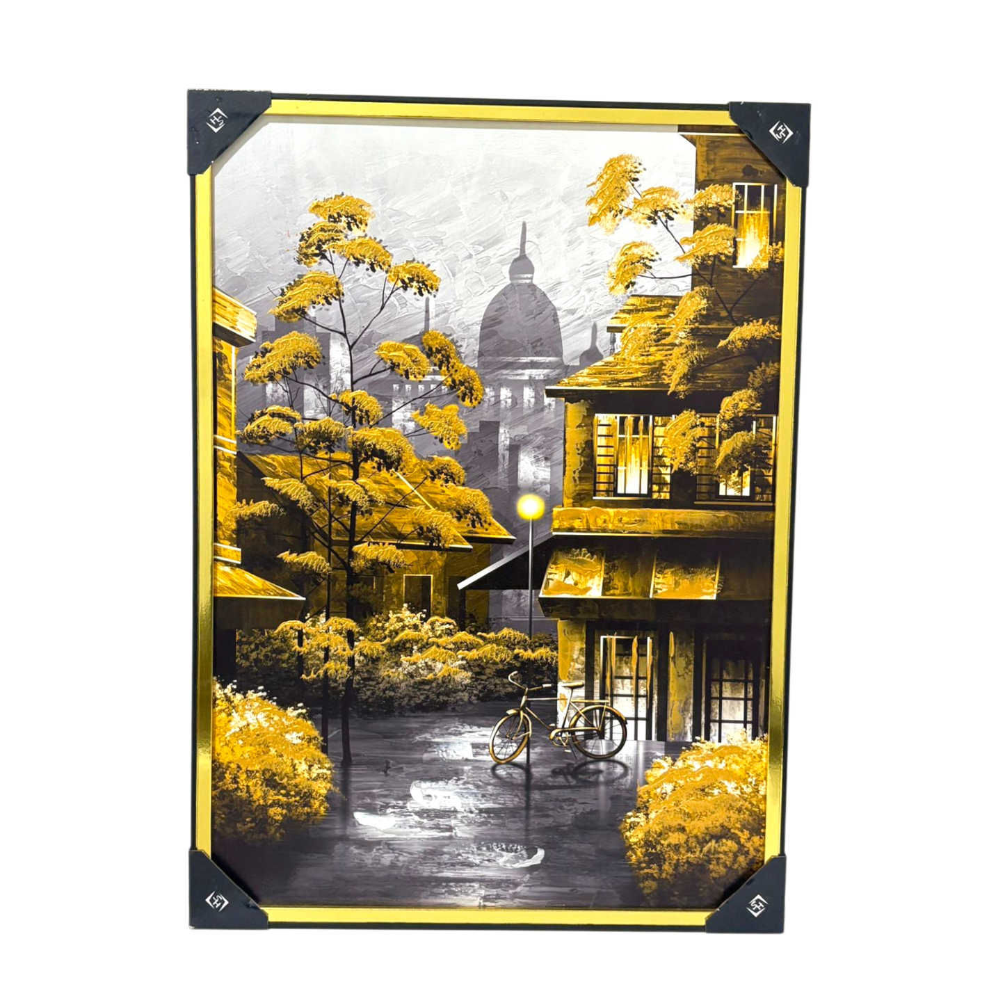Golden Lake & Boat Panel – Tranquil Nature Wall Art