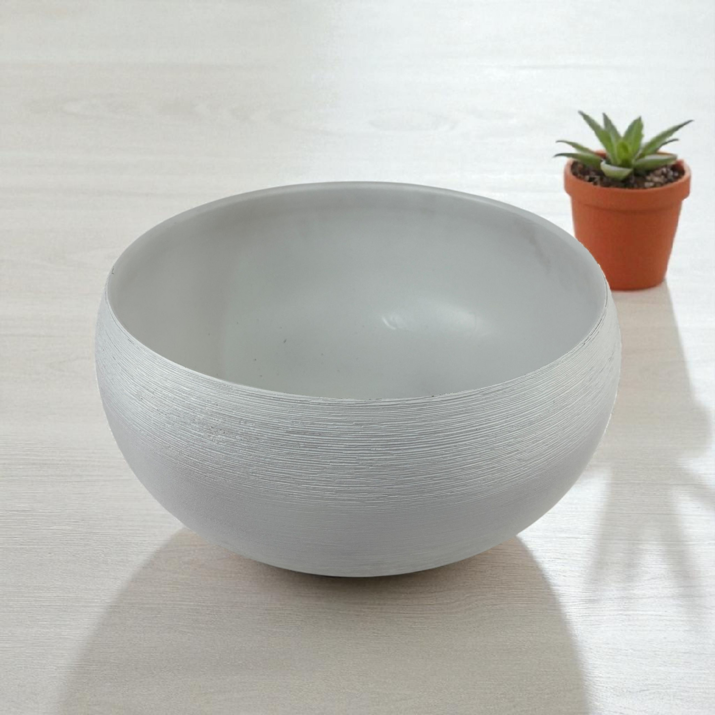 Matte White Decorative Glass Bowl – Textured Modern Design
